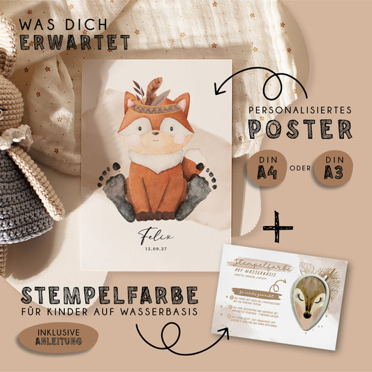 Fußabdruck Poster „Rotfuchs“ – personalisierbar