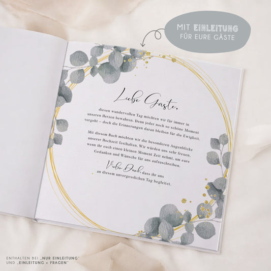 Personalisiertes Gästebuch Hochzeit – Eukalyptus Kranz