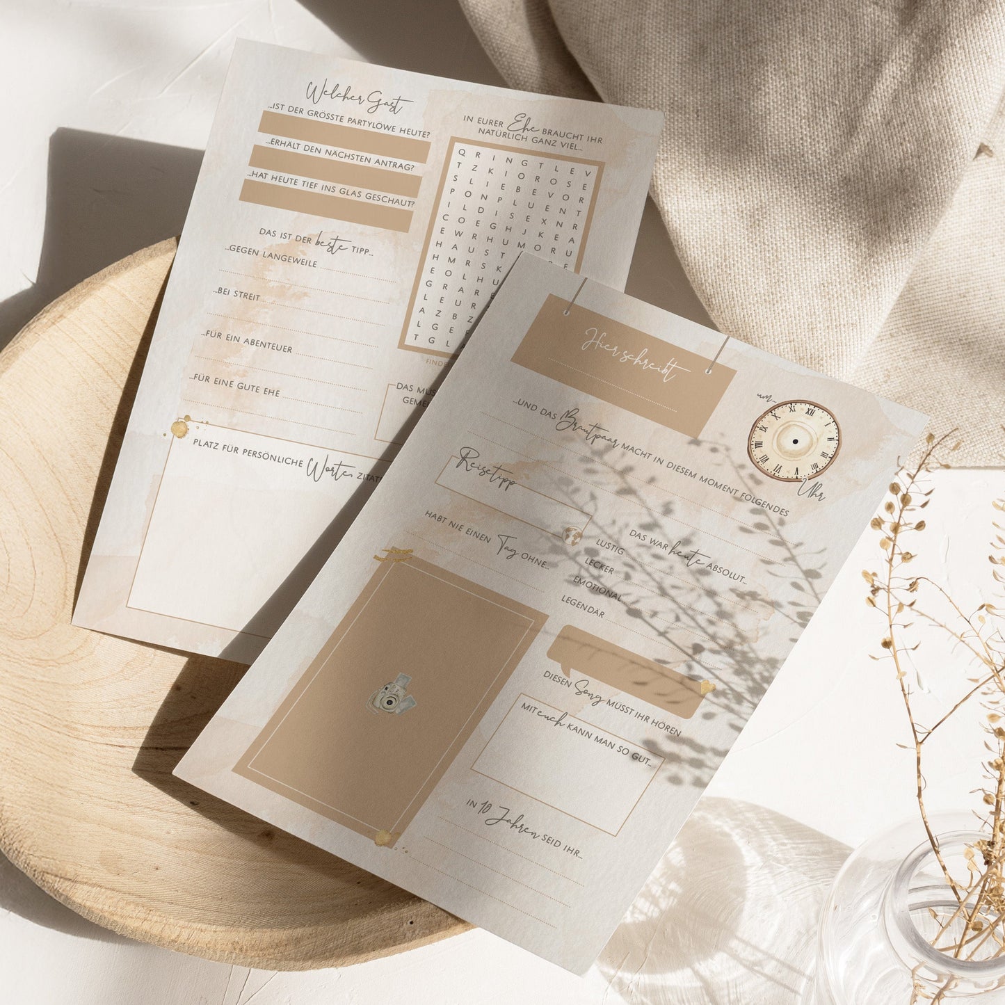 Gästebuchkarten „Beige aesthetic“ – Hochzeit | DIN A5