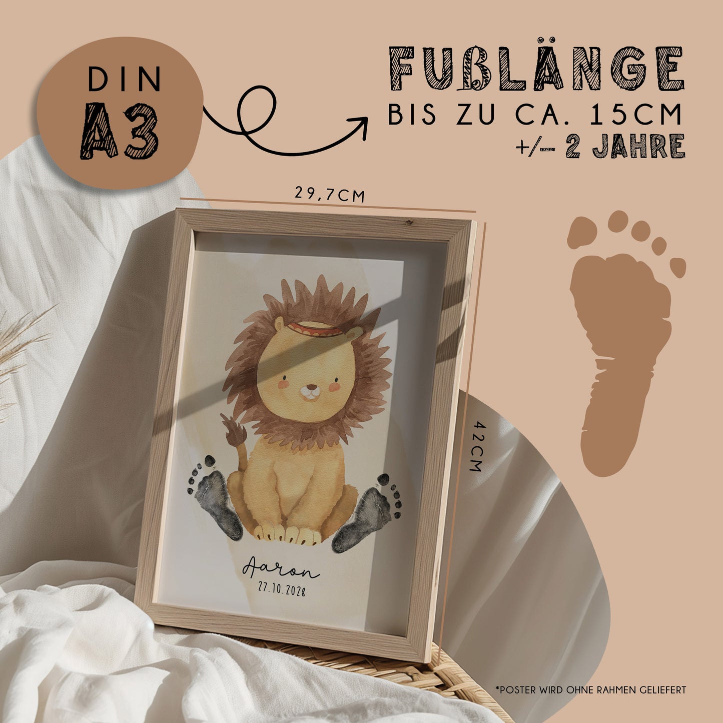 Fußabdruck Poster „Löwe mit Mähne“ – personalisierbar