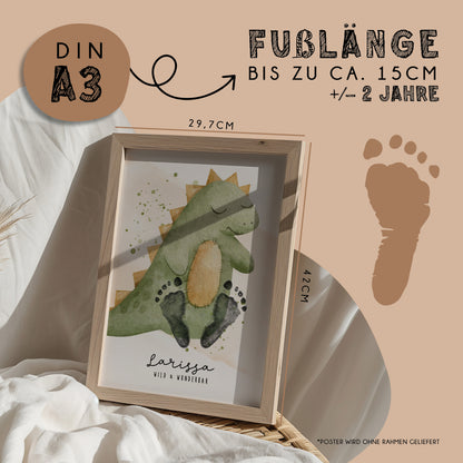 Fußabdruck Poster „Dino“ – personalisierbar