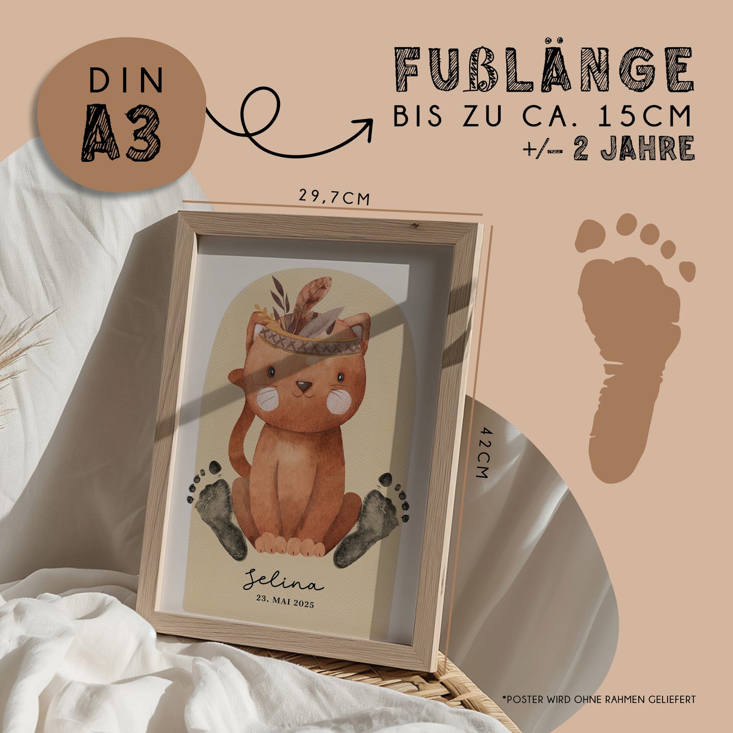 Fußabdruck Poster „Katze“ – personalisierbar