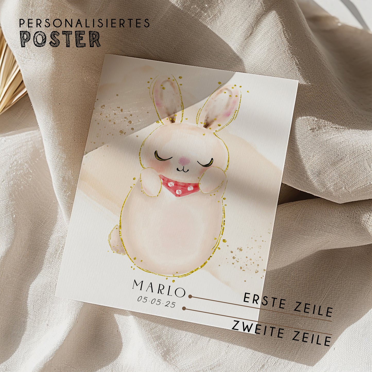 Fußabdruck Poster „Hase“ – personalisierbar