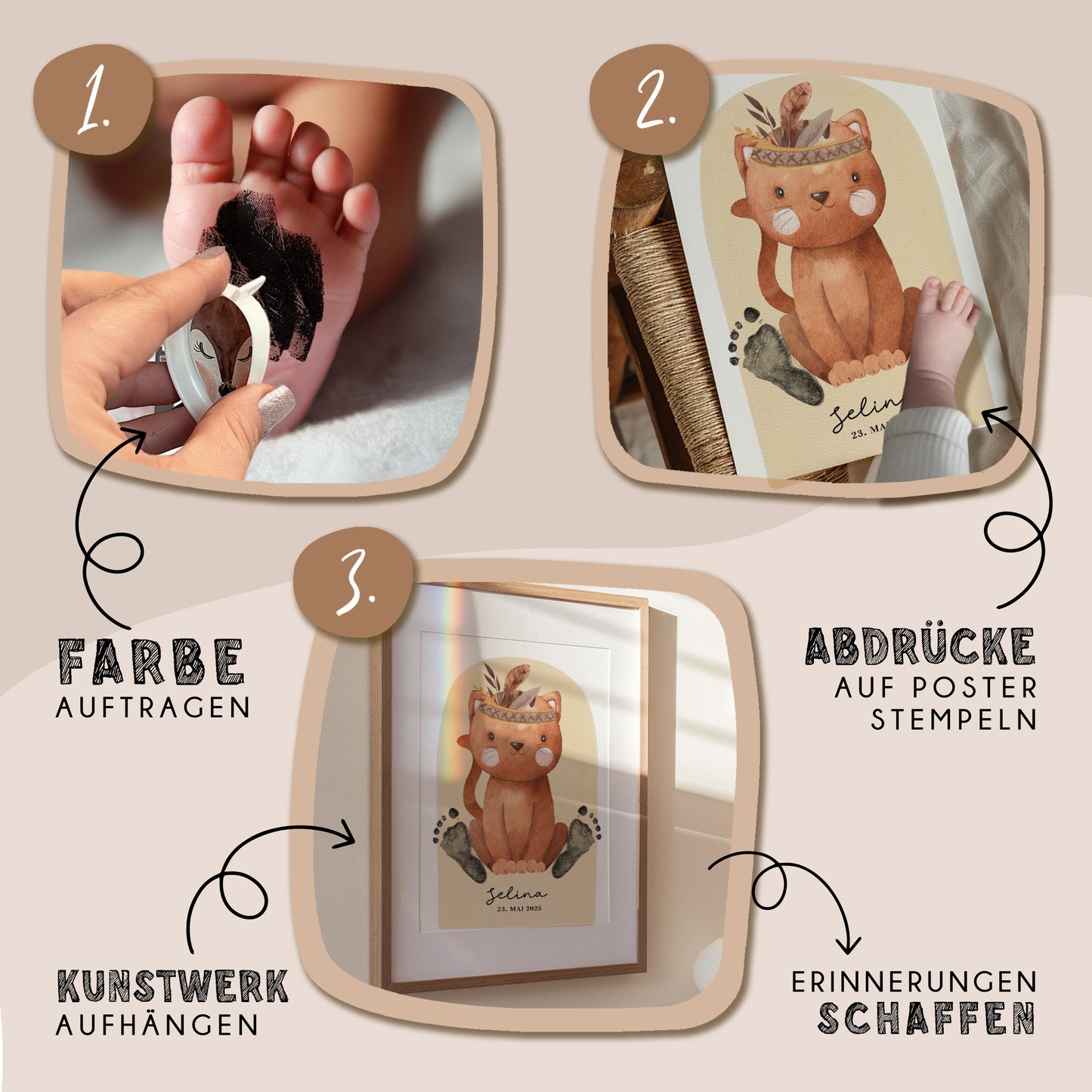 Fußabdruck Poster „Katze“ – personalisierbar