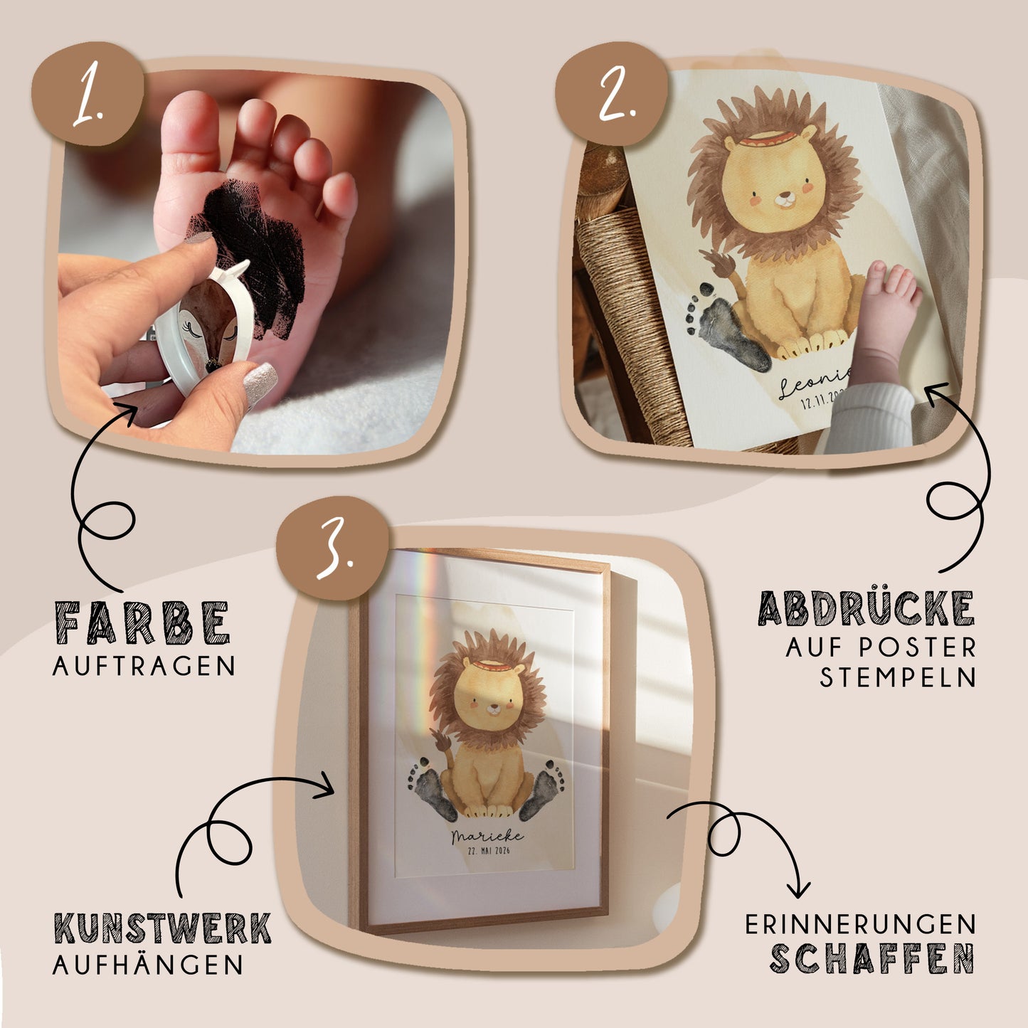Fußabdruck Poster „Löwe mit Mähne“ – personalisierbar