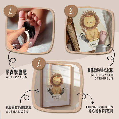 Fußabdruck Poster „Löwe mit Mähne“ – personalisierbar