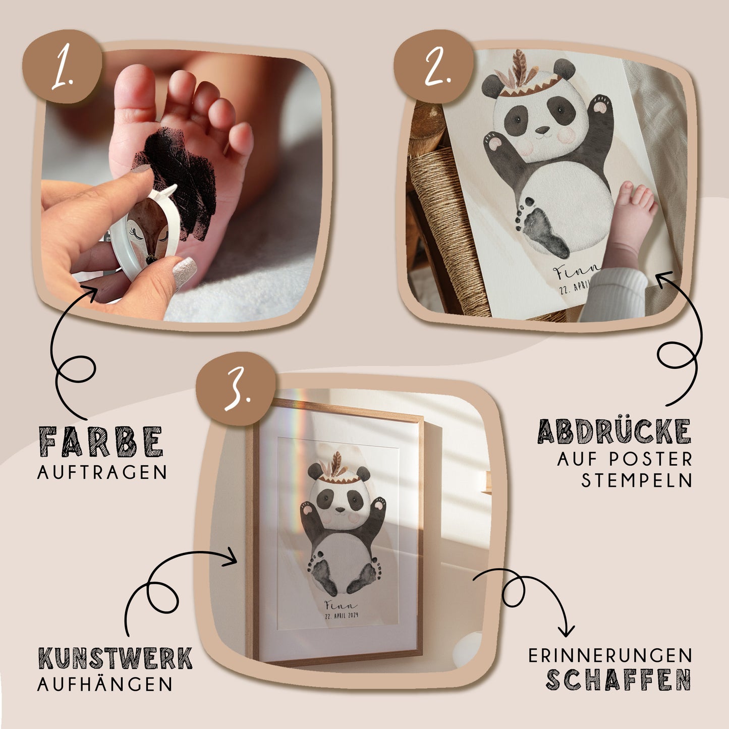 Fußabdruck Poster „Panda“ – personalisierbar