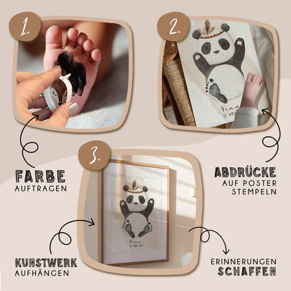 Fußabdruck Poster „Panda“ – personalisierbar