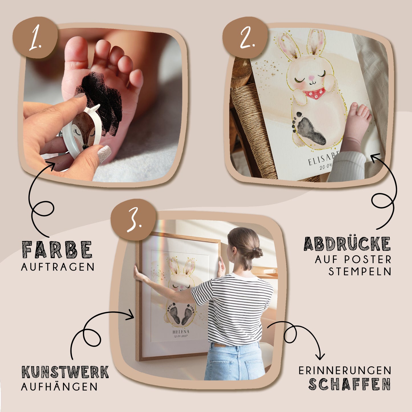 Fußabdruck Poster „Hase“ – personalisierbar