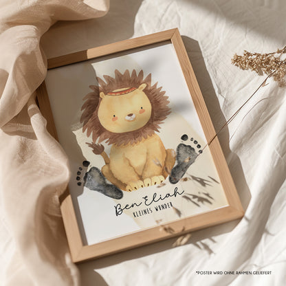 Fußabdruck Poster „Löwe mit Mähne“ – personalisierbar