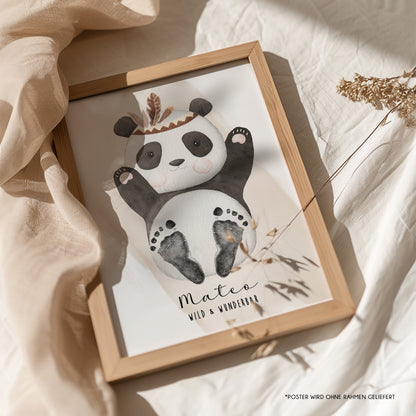 Fußabdruck Poster „Panda“ – personalisierbar