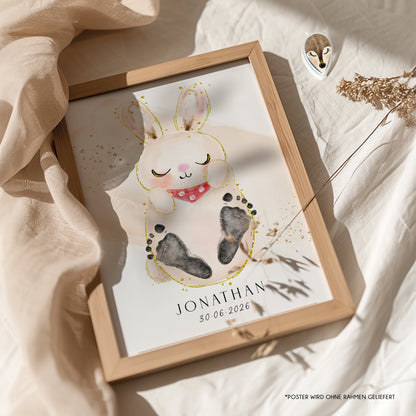 Fußabdruck Poster „Hase“ – personalisierbar