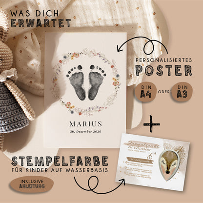Fußabdruck Poster „Wildblumen“ – personalisierbar