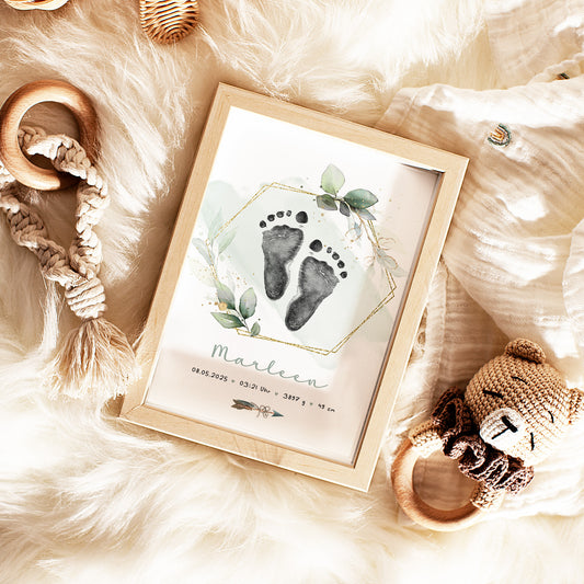 Fußabdruck Poster „Eukalyptus Kranz“ – personalisierbar