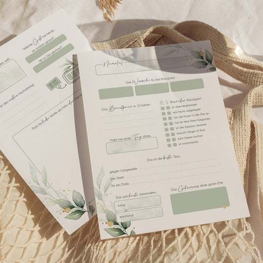 Gästebuchkarten „Greenery Eukalyptus“ – Hochzeit | DIN A5