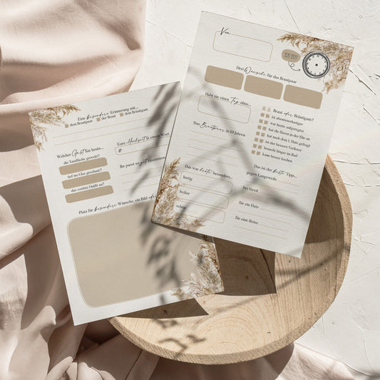 Gästebuchkarten „Boho Pampasgras“ – Hochzeit | DIN A5