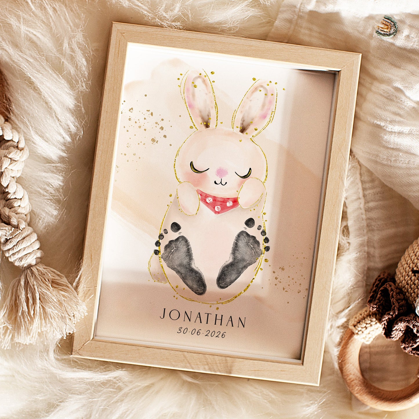 Fußabdruck Poster „Hase“ – personalisierbar