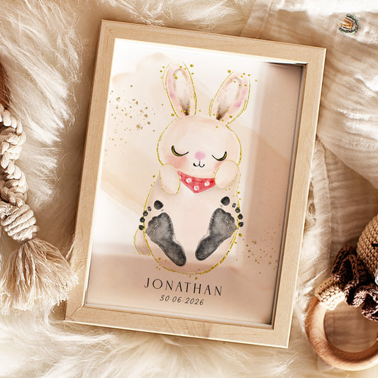 Fußabdruck Poster „Hase“ – personalisierbar