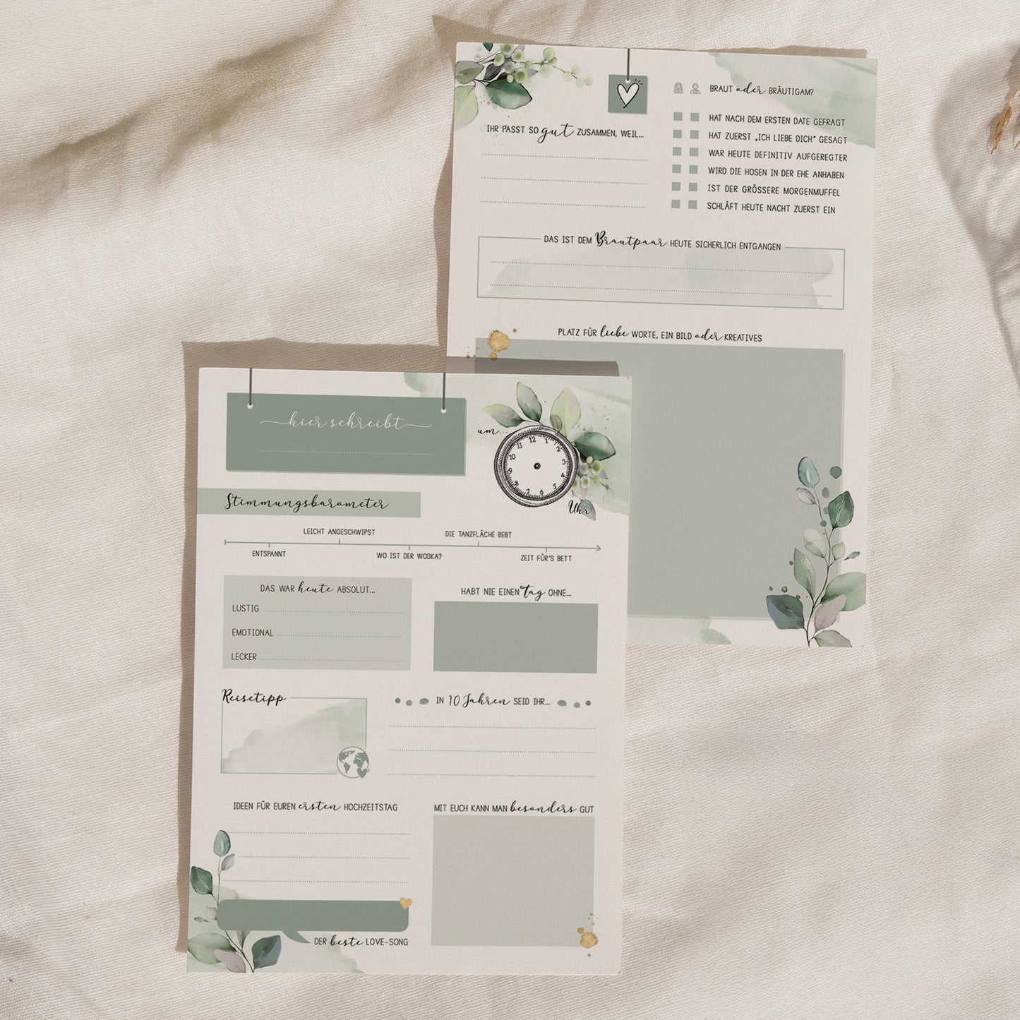 Gästebuchkarten „Eukalyptus & Salbei“ – Hochzeit | DIN A5