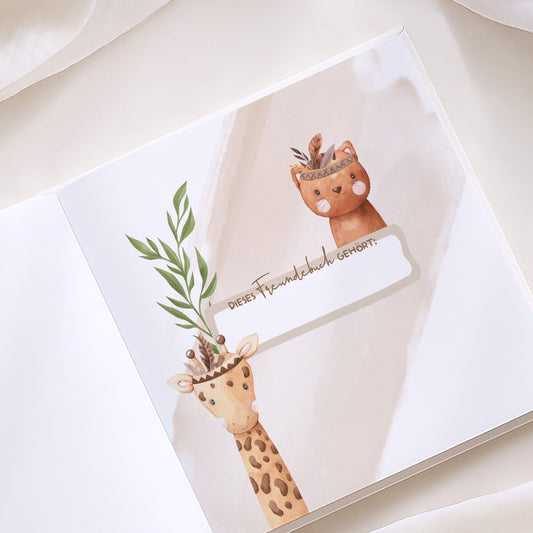 Personalisiertes Freundebuch mit Namen für Kinder | Giraffe