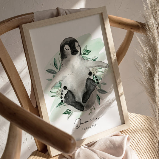 Fußabdruck Poster „Pinguin“ – personalisierbar