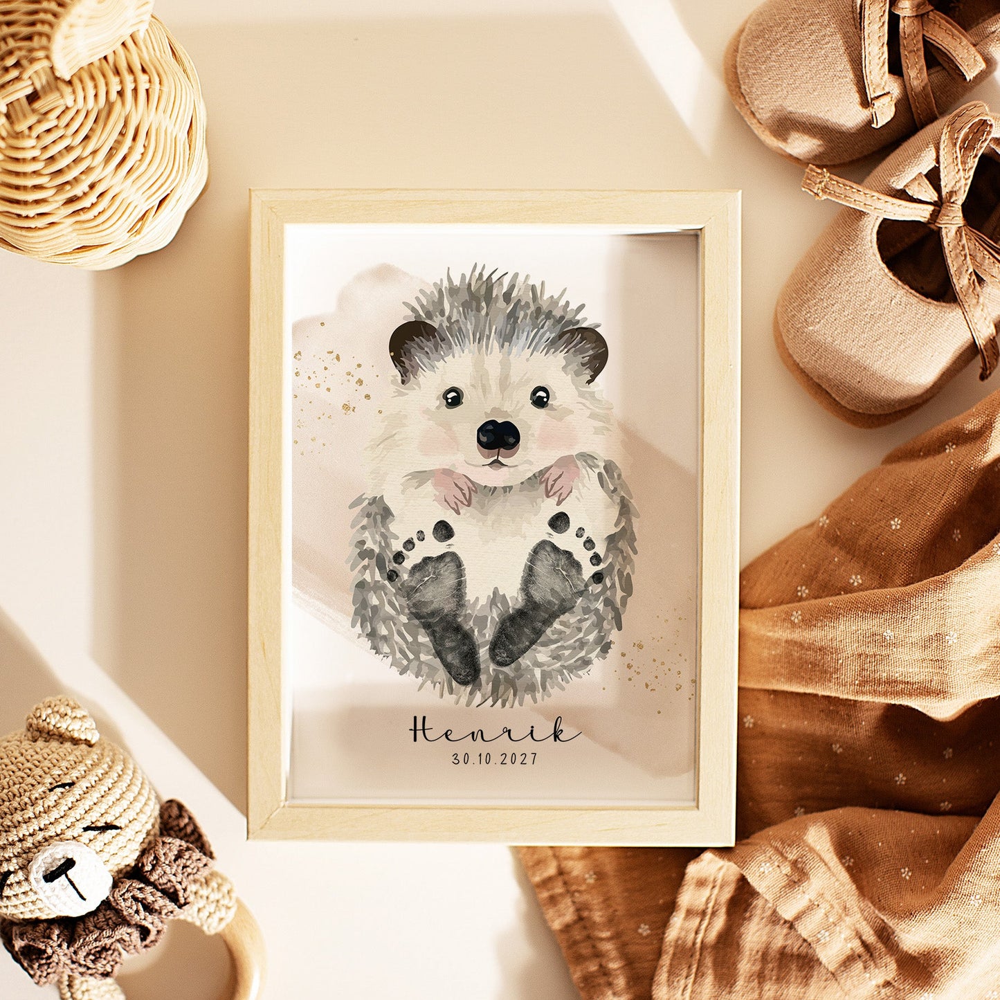 Fußabdruck Poster „Igel“ – personalisierbar