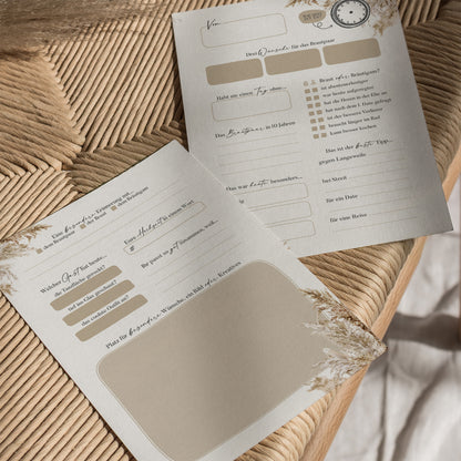 Gästebuchkarten „Boho Pampasgras“ – Hochzeit | DIN A5