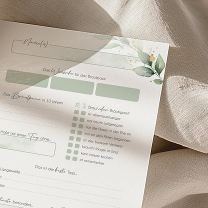 Gästebuchkarten „Greenery Eukalyptus“ – Hochzeit | DIN A5