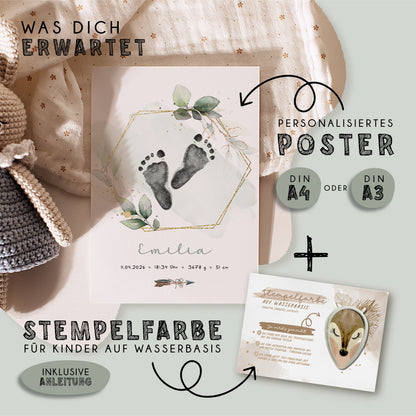 Fußabdruck Poster „Eukalyptus Kranz“ – personalisierbar