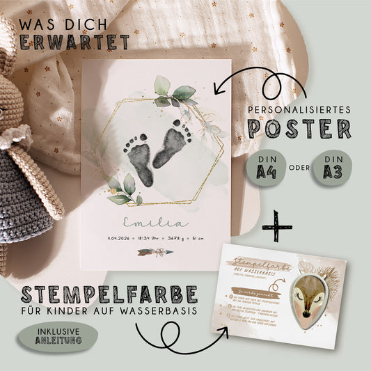 Fußabdruck Poster „Eukalyptus Kranz“ – personalisierbar