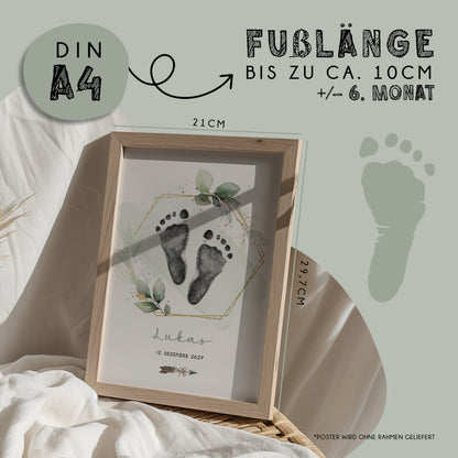 Fußabdruck Poster „Eukalyptus Kranz“ – personalisierbar