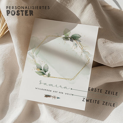 Fußabdruck Poster „Eukalyptus Kranz“ – personalisierbar