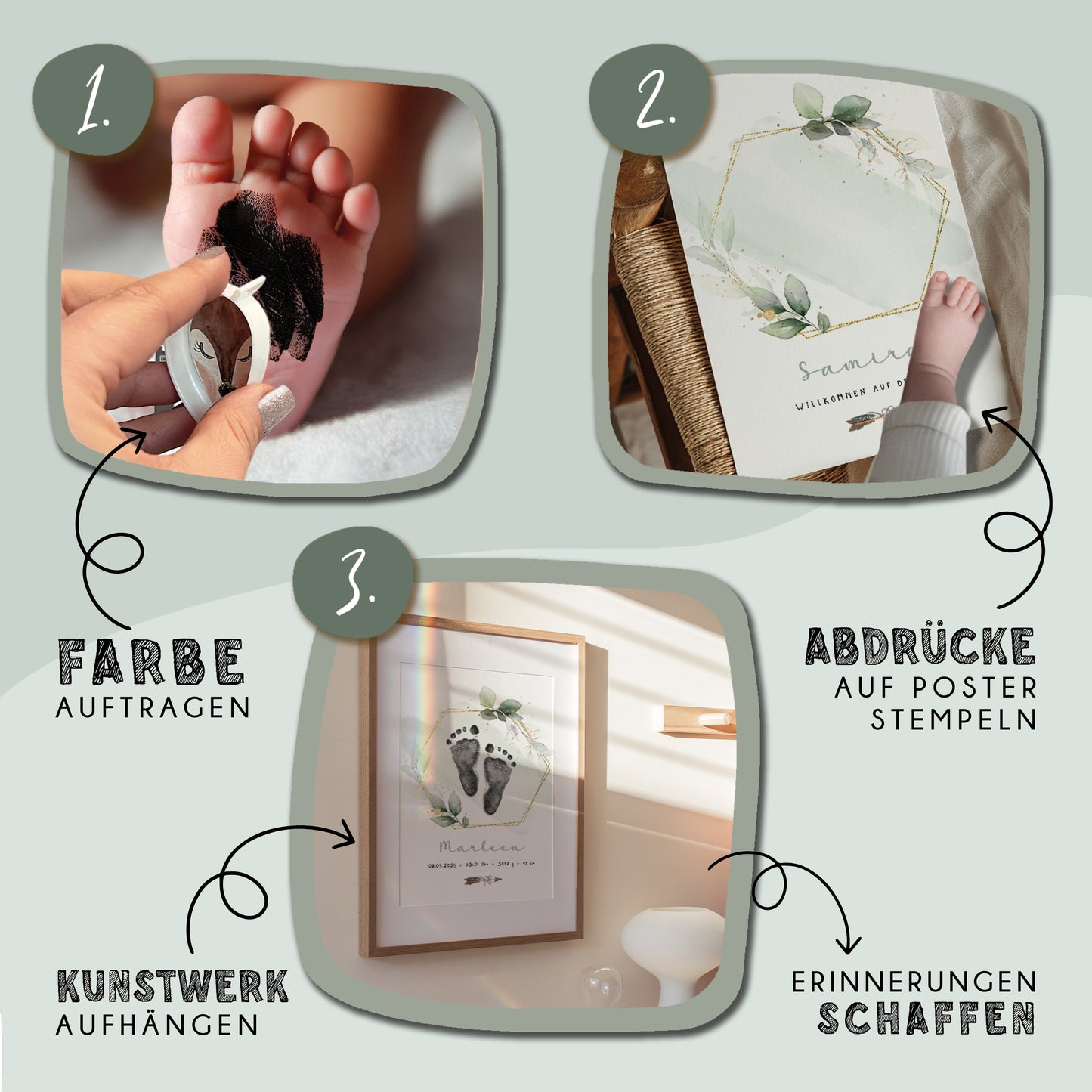 Fußabdruck Poster „Eukalyptus Kranz“ – personalisierbar