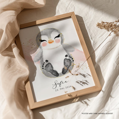 Fußabdruck Poster „Pinguin“ – personalisierbar