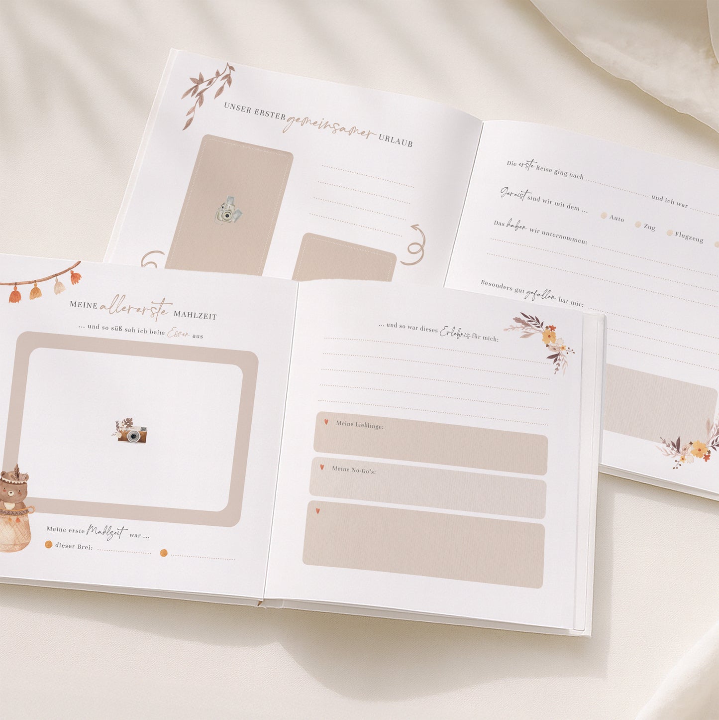 Babyalbum „Mein erstes Jahr“ – Boho in weiß & beige | Quadratisch
