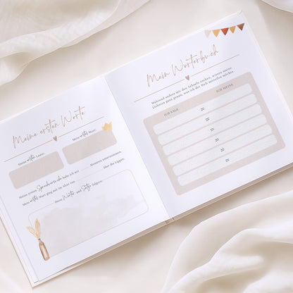 Babyalbum „Mein erstes Jahr“ – Boho in weiß & beige | Quadratisch