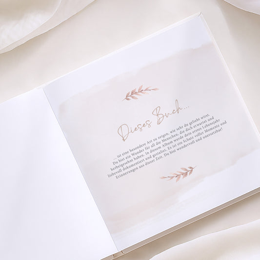 Babyalbum „Mein erstes Jahr“ – Boho in weiß & beige | Quadratisch