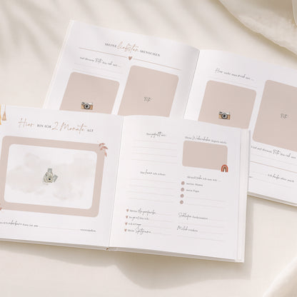 Babyalbum „Mein erstes Jahr“ – Boho in weiß & beige | Quadratisch