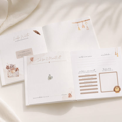 Babyalbum „Mein erstes Jahr“ – Boho in weiß & beige | Quadratisch