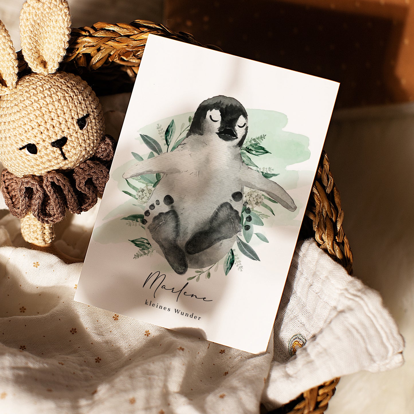 Fußabdruck Poster „Pinguin“ – personalisierbar