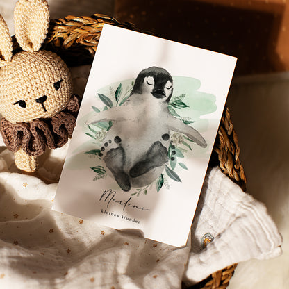 Fußabdruck Poster „Pinguin“ – personalisierbar