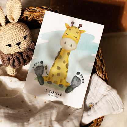 Fußabdruck Poster „Giraffe“ – personalisierbar