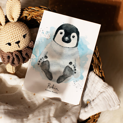 Fußabdruck Poster „Pinguin“ – personalisierbar