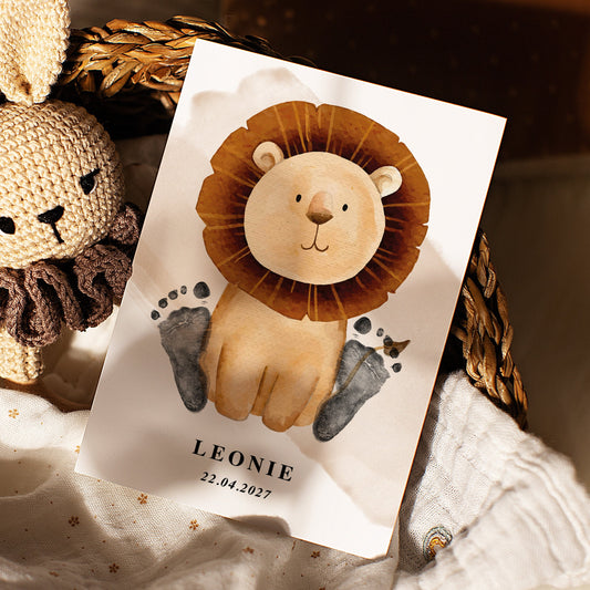 Fußabdruck Poster „Boho Löwe“ – personalisierbar