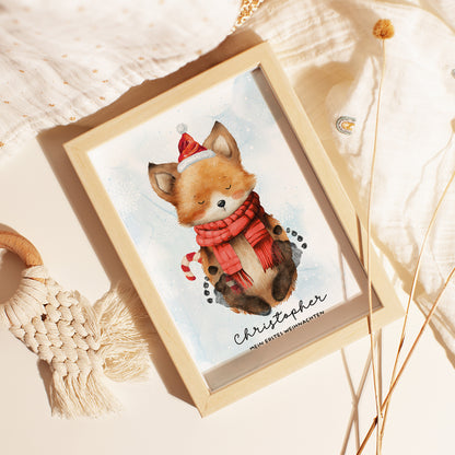 Fußabdruck Poster „Weihnachtsfuchs“ – personalisierbar