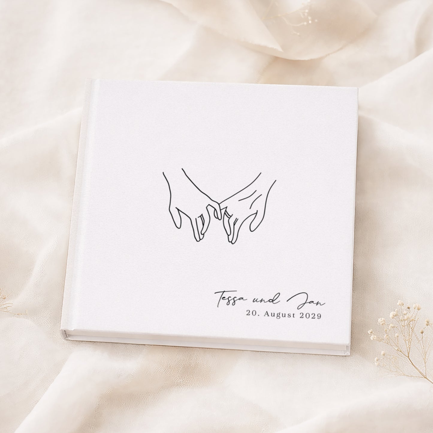 Personalisiertes Gästebuch Hochzeit – Lineart Hände