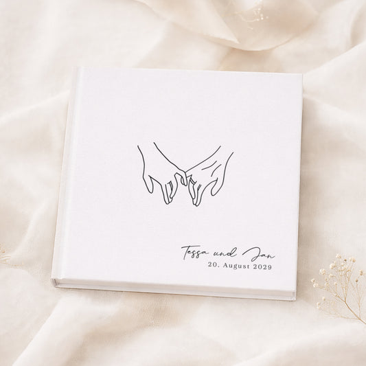 Personalisiertes Gästebuch Hochzeit – Lineart Hände