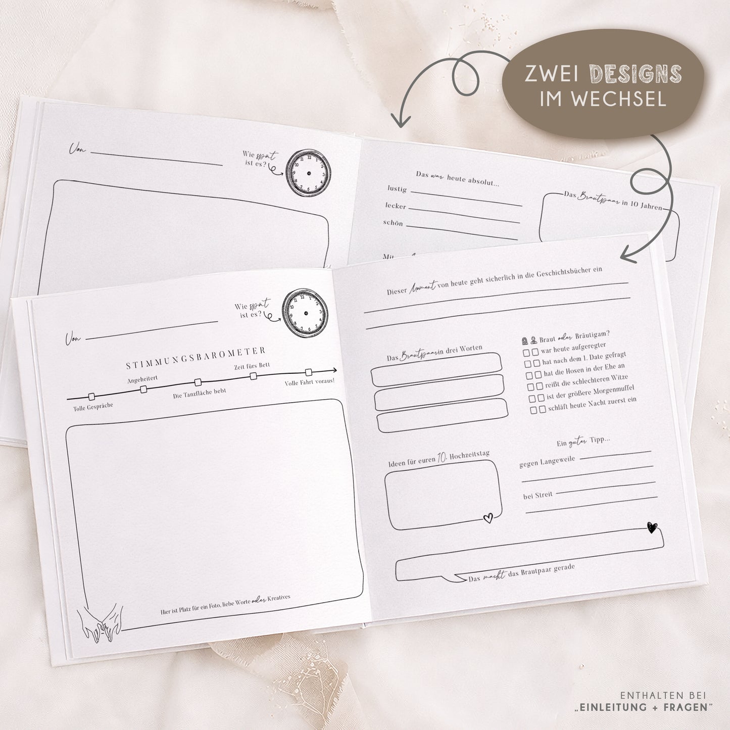 Personalisiertes Gästebuch Hochzeit – Lineart Hände