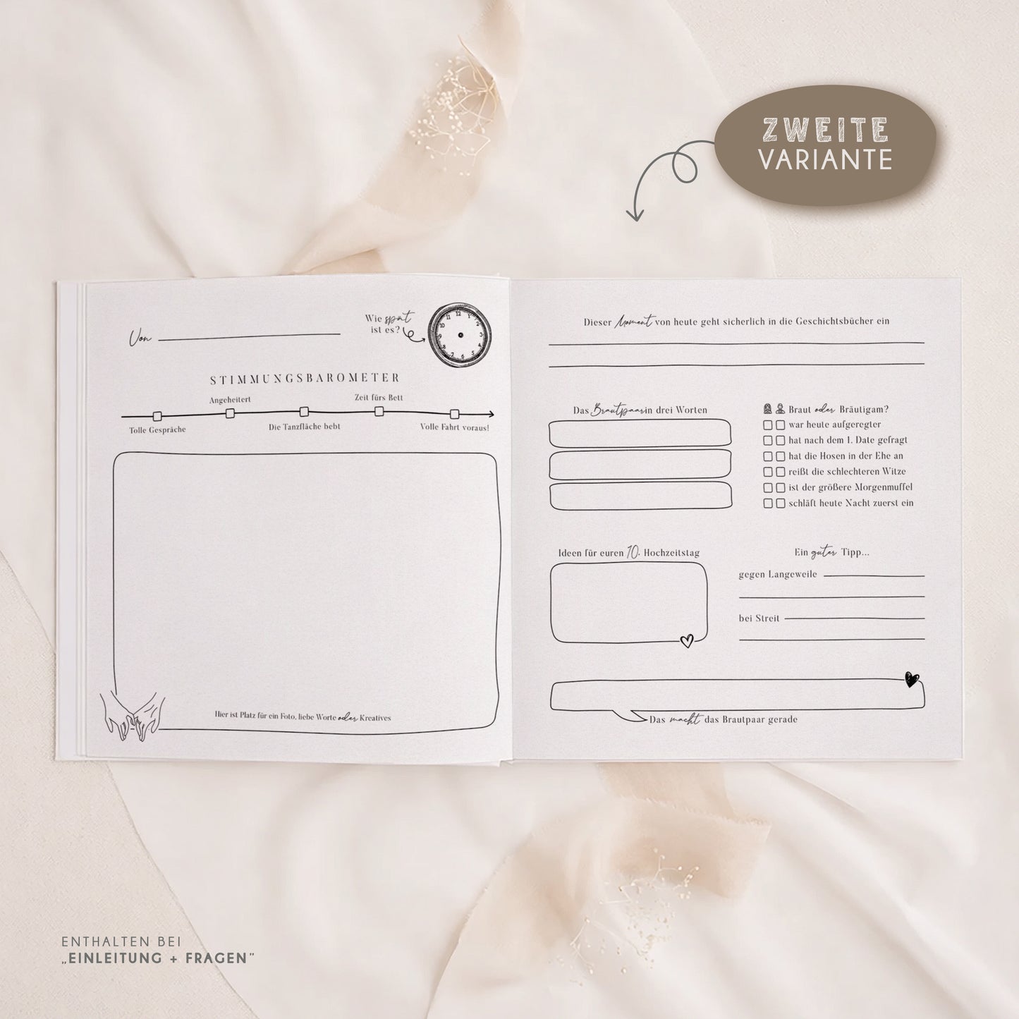 Personalisiertes Gästebuch Hochzeit – Lineart Hände