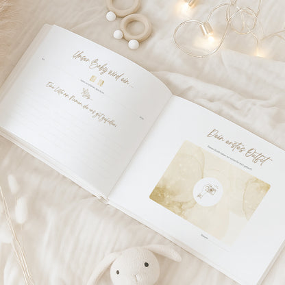 Schwangerschaftstagebuch "Kribbeln im Bauch" in beige | DIN A4 quer